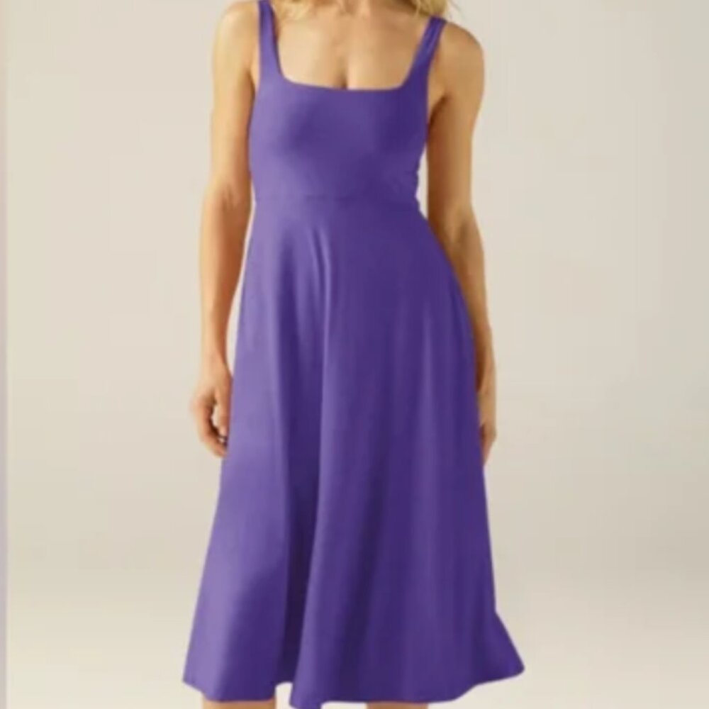 Beyond Yoga Featherweight At The Ready Square Neck Midi Dress - Purple